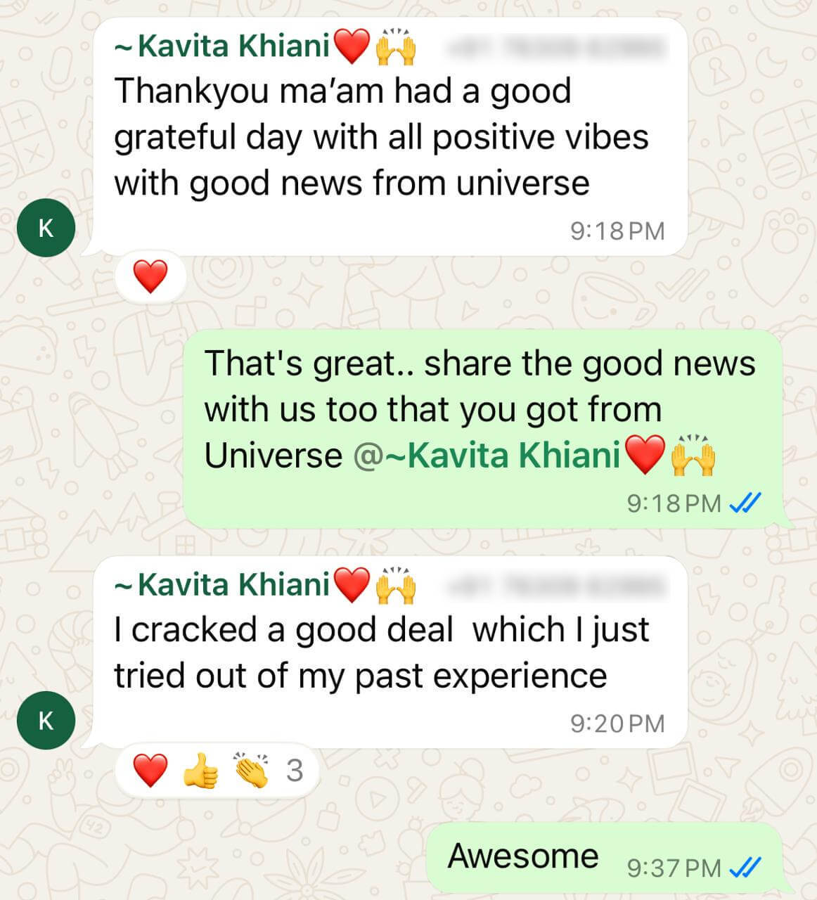 Client WhatsApp Testimonial